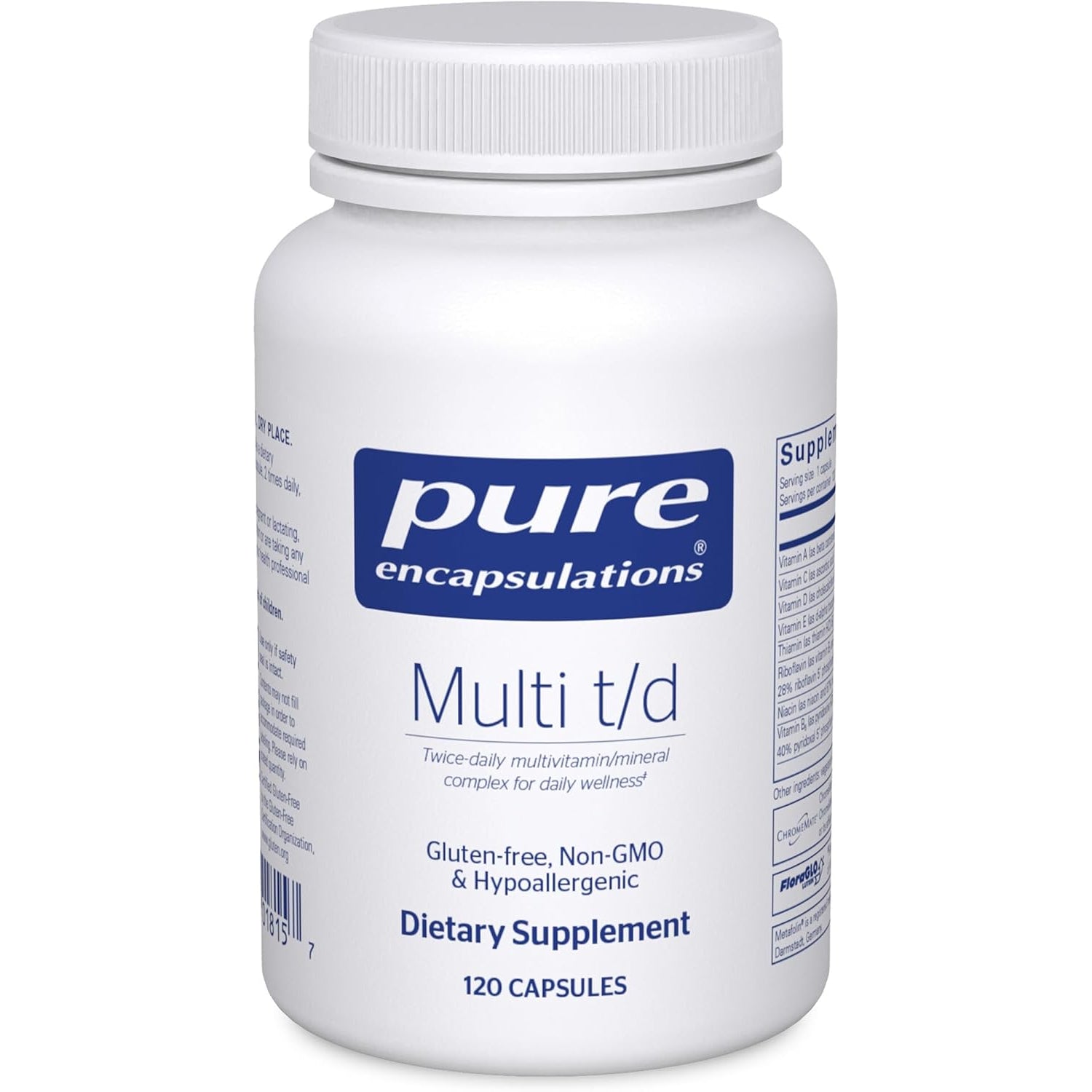 Pure Encapsulations Multi T/D - Multivitamin & Mineral Supplement - for Daily Wellness, Cardiovascular & Immune Health* - Rich in Vitamins & Minerals - Gluten Free & Vegetarian - 120 Capsules