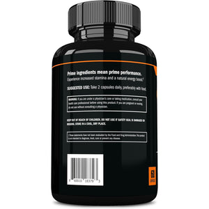 Prime Labs Organic Black Maca Root Capsules 1,200Mg - Stamina, Drive, Energy, Vitality - Peruvian 20:1 Extract - for Men & Women - 60 Count