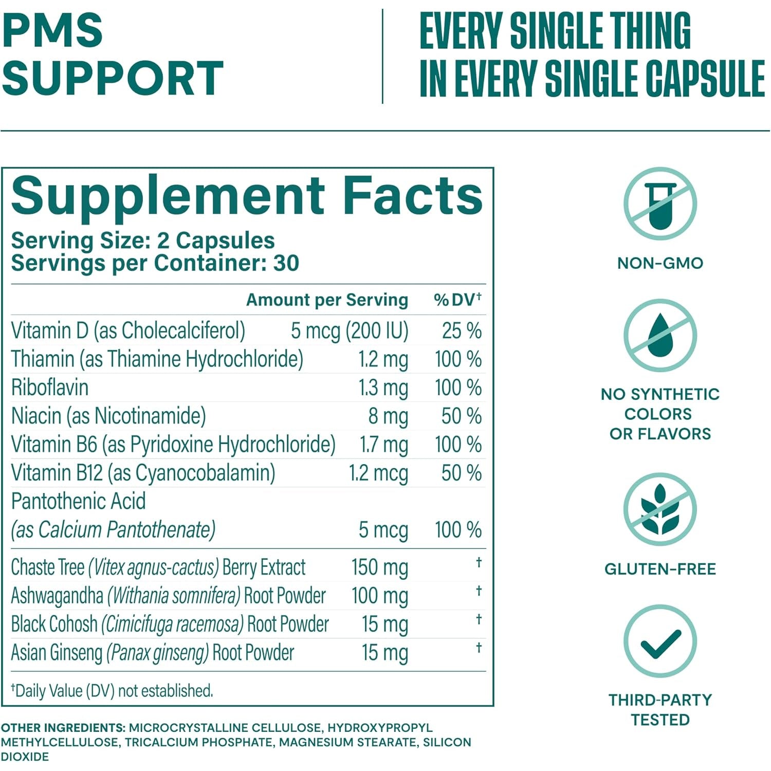 Habit PMS Support Supplement for Women (60 Capsules) - Supports Premenstrual Symptoms & Stress, Hormone Balance, Mood, B Vitamins, Vitamin D, Chasteberry, Ashwagandha, Gluten-Free, Non-Gmo (1 Pack)