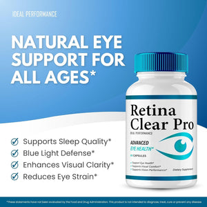 Retina Clear Eye Supplement - Retina Clear for Eyes Capsules - Maximum Strength, Advanced Formula All Natural Visual Wellness, Retinaclear Pro Reviews (5 Pack)