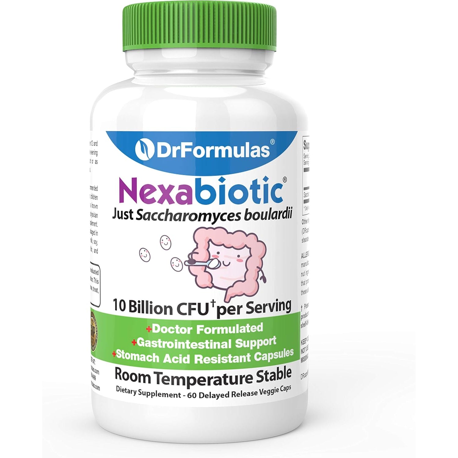 Drformulas Saccharomyces Boulardii Probiotic 10 Billion Cfus | Nexabiotic S Boulardii, Immune and Digestive Support Supplement, 60 Stomach Acid Resistant Probiotics Capsules