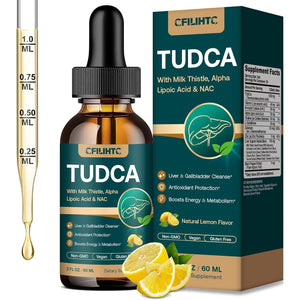 TUDCA Bile Salts 1200Mg Liquid Drops - Advanced Tudca Liver Supplement with ALA, NAC & Glutathione for Bile Flow, Gallbladder Health & Antioxidant Defense, High-Absorption, Lemon 2 Fl Oz