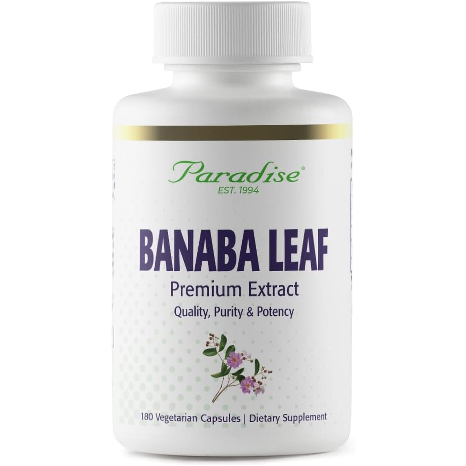 Paradise Herbs, Banaba Leaf, 12:1 Concentrated Extract, 250 Mg, Vegan, Gluten-Free, Non-Gmo, 180 Capsules
