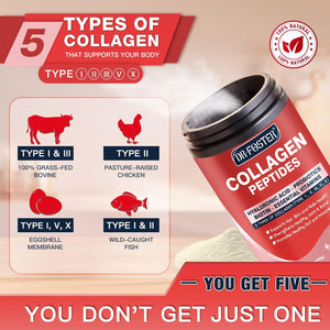 DRFOSTER Multi-Collagen-Peptide-Powder with Probiotics, 50 Servings of Hydrolyzed Collagen Peptides with Hyaluronic Acid, Biotin & Multivitamins - Supports Skin, Hair, Nails Health