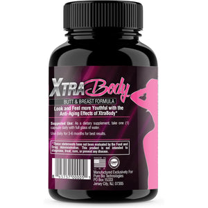 Xtrabody Butt Enhancement and Breast Enlargement Supplement - Estrogen Enhancer - Increases Butt & Breast Size, Reduces Menstrual Symptoms & Provides an Extra Boost of Energy (1 Bottle=30 Capsules)