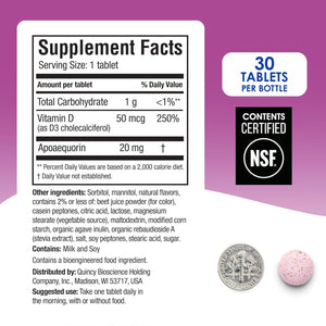 Prevagen Extra Strength Mixed Berry Chewables - 30 Tablets (1 Month Supply) | Formulated for Your Brain | 20Mg of Apoaequorin plus Vitamin D3 with 7-Day Pill Minder