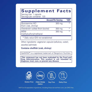 Pure Encapsulations Glucosamine Chondroitin with MSM - Supports Joint Health & Normal Cartilage Formation* - Maintains Enzyme Activity - Gluten-Free & Non-Gmo - 120 Capsules