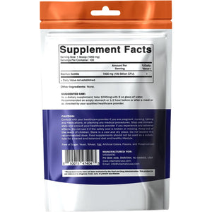Vitamatic Bacillus Subtilis Pure Powder Probiotic Powder - Gut Health - 100 Gram - 100 Servings