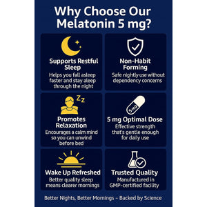 Melatonin 5 Mg - 100 Tablets | Sleep Support | Non-Habit Forming | Vegetarian | 5 Mg per Tablet | Dietary Supplement | GMP Manufactured in USA | 100 Day Supply