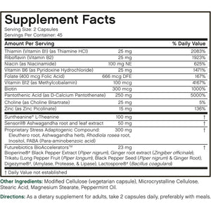 Futurebiotics Stressassist L-Theanine Ashwagandha and Rhodiola Rosea Stress Complex - Natural Nutritional Stress Function, 90 Vegetarian Capsules