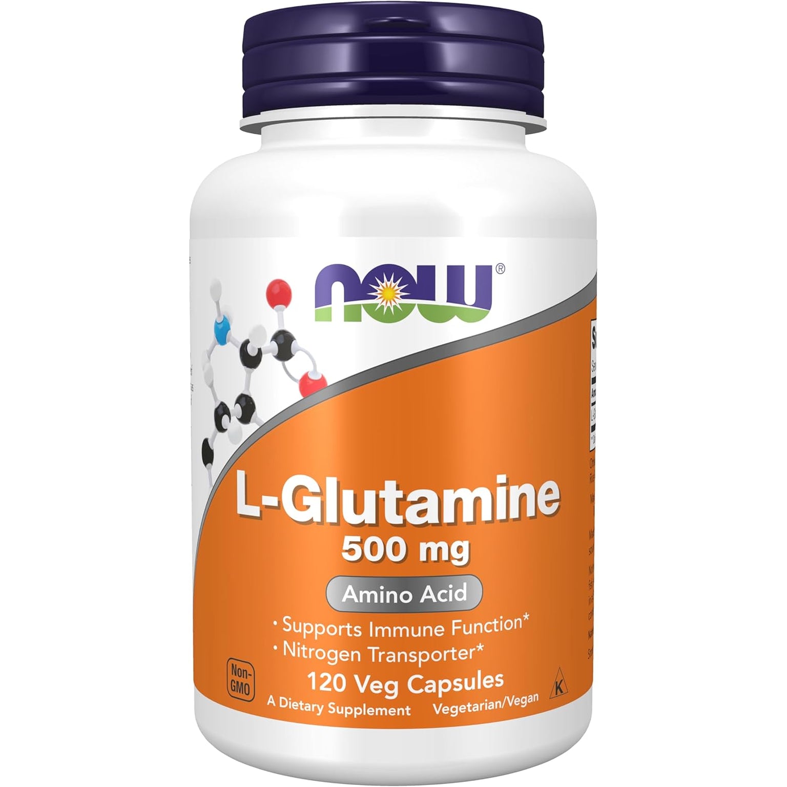 NOW Foods Supplements, L-Glutamine 500 Mg, Nitrogen Transporter*, Amino Acid, 120 Veg Capsules