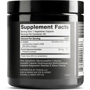 Toniiq 50 Billion CFU Lactobacillus Reuteri Probiotic 50Mg per Serving - L Reuteri Probiotics - Highest CFU Count Lactobacillus Reuteri Probiotic - 60 Vegetarian Capsules - 60 Servings