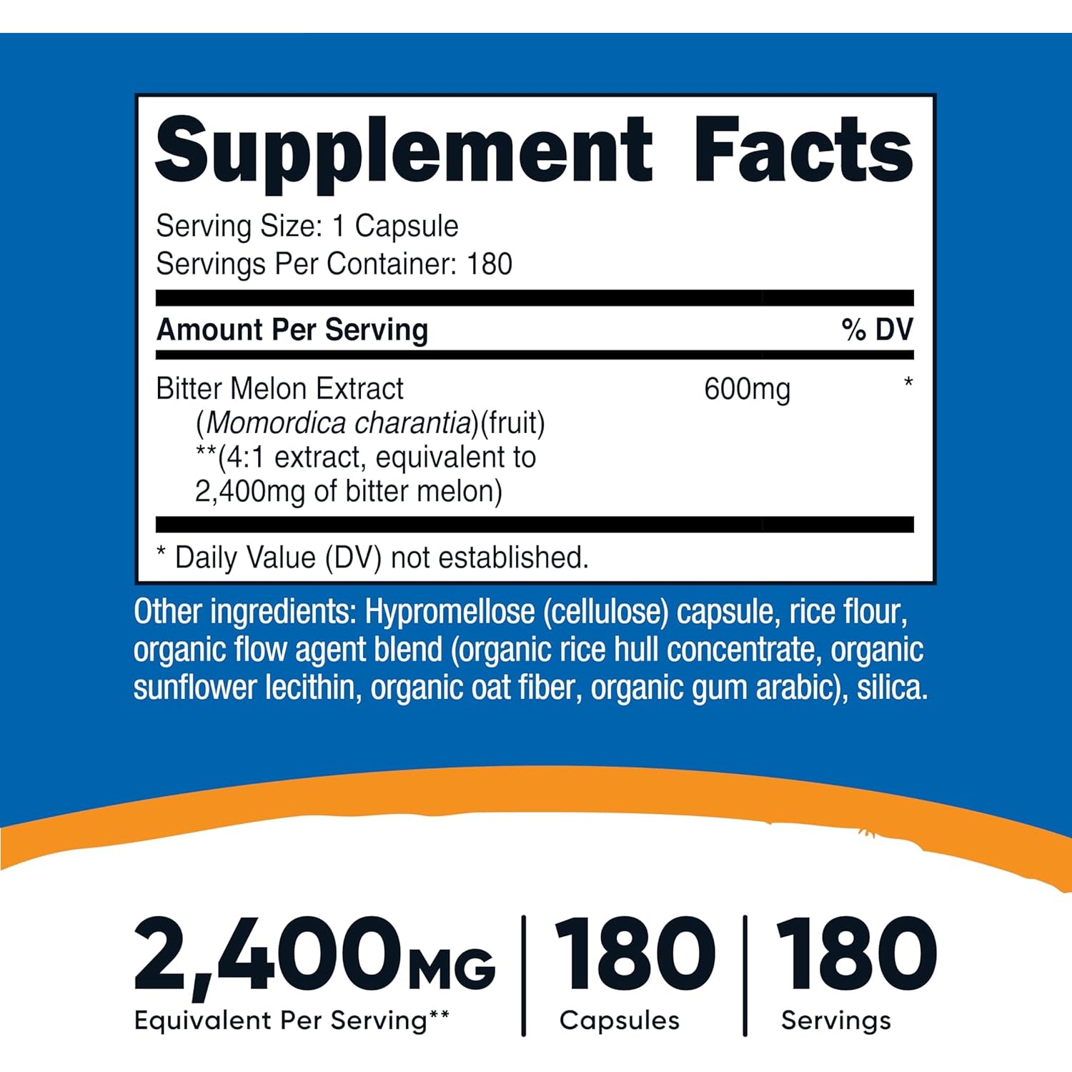Nutricost Bitter Melon Extract 180 Capsules for 180 Servings per Bottle - Momordica Charantia, Vegan, Gluten Free and GMO Free