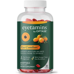 Eyetamins® by OPTASE® Eye Comfort™ - 60 Softgels - Eye Doctor Recommended - an Omega-Based Eye Supplement Formulated to Support Moisture Balance and Eye Comfort from Within. Plant Based Soft Gels.