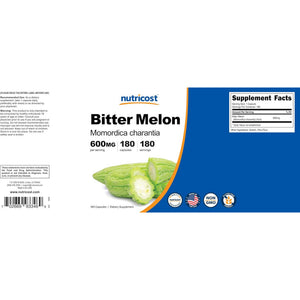Nutricost Bitter Melon Extract 180 Capsules for 180 Servings per Bottle - Momordica Charantia, Vegan, Gluten Free and GMO Free