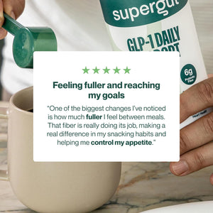 Supergut GLP1 Daily Support - High Fiber GLP-1 Supplement Powder for Women & Men - Sugar-Free Drink Mix for Gut Health (20 Servings)