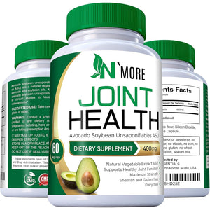 N'More Avocado Soybean Unsaponifiables Supplements - ASU Joint Health Supplement 400 Mg, Supports Joint Mobility & Cartilage, Non-Gmo, Dairy, Gluten & Shellfish Free, 60 Day Supply, Made in USA