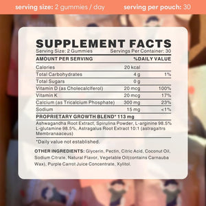 Talltitude Growth Gummies - Natural Height Support & Bone Strength Supplement for Kids & Teens with Vitamin D, Calcium, Ashwagandha, L-Arginine - 60 Gummies