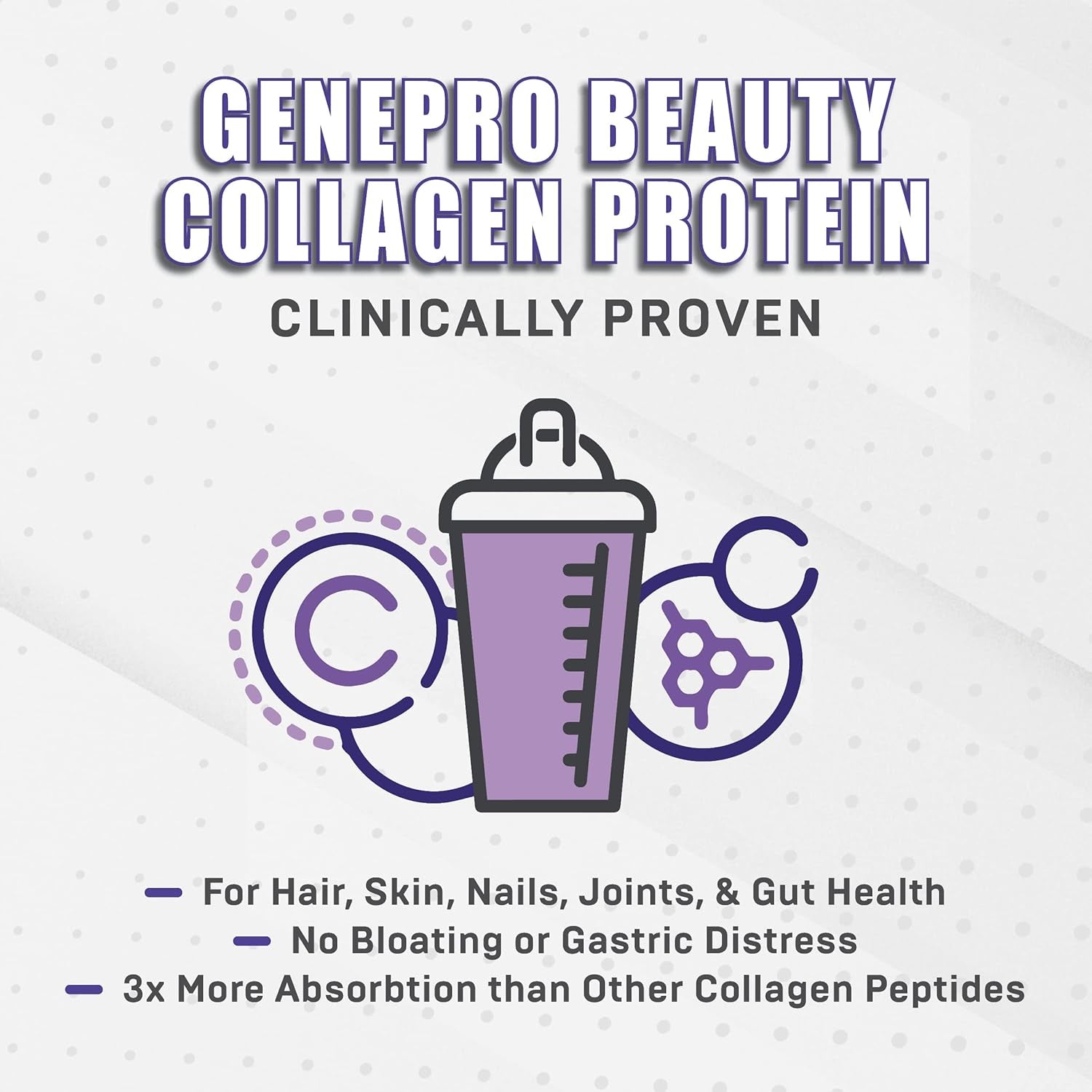 Genepro Nexgen Unflavored Collagen Peptides - Lactose-Free, Gluten-Free Protein Supplement Shake for Hair, Skin and Nails (30 Servings)