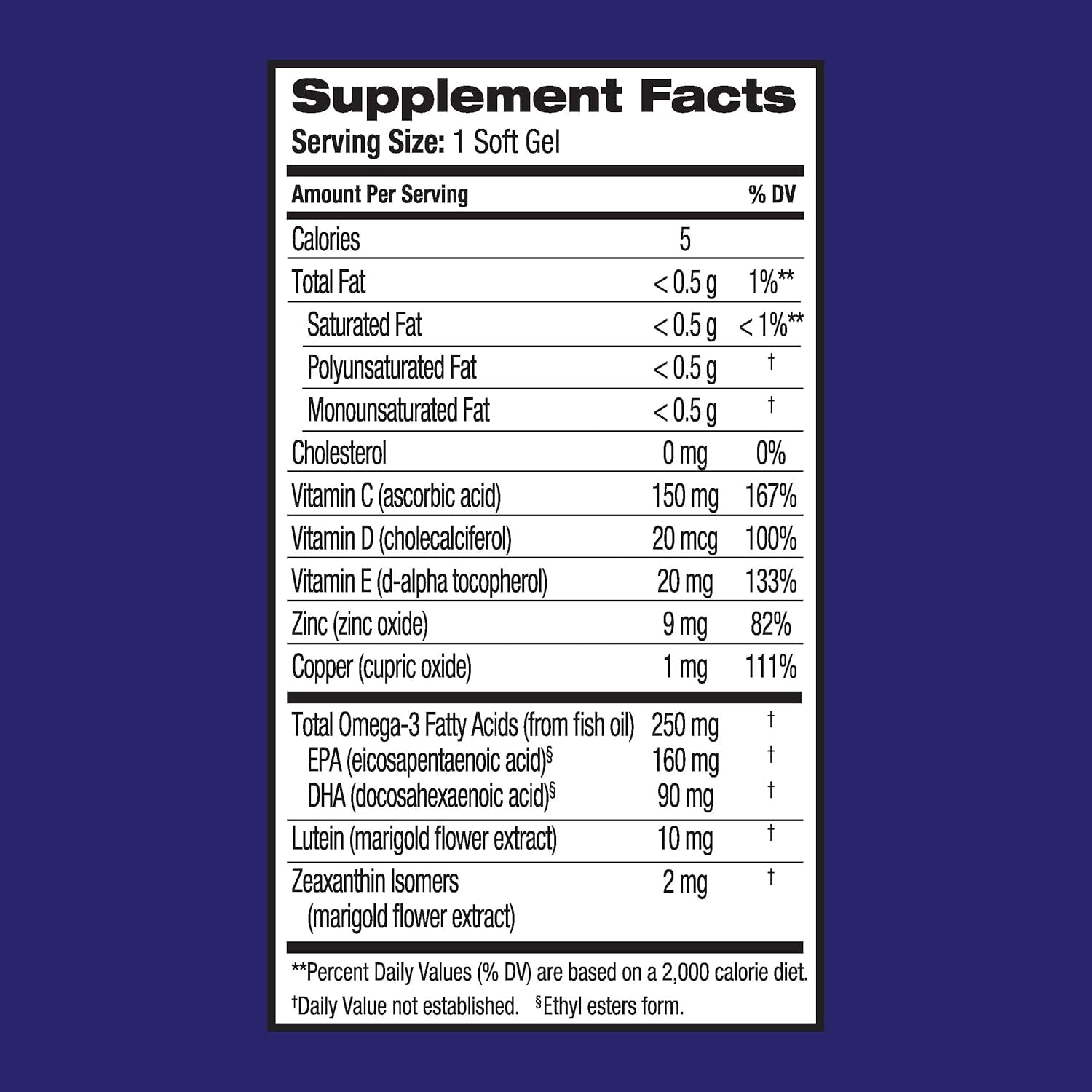 Ocuvite Eye Performance Vitamin & Mineral Supplement, Lutein and Zeaxanthin Supplements, Vitamins C, D, E, Zinc, and Omega-3, Helps Protect Eyes from Sun and Blue Light, 30 Softgels