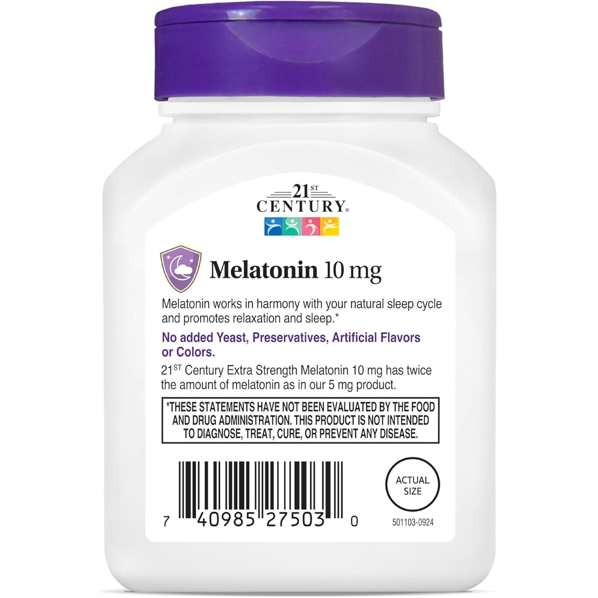 21St Century Melatonin 10Mg Extra Strength, 120 Count, Quick Dissolving Sleep Aid for Adults, Promotes Relaxation and Restful Sleep, Non-Habit Forming, Gluten-Free, Cherry Flavor
