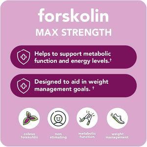 Vitamin Bounty Forskolin Maximum Strength for Weight Loss - Natural Coleus Forskohlii Root Extract Supplement - 20% Standardized Forskolin Powder - Weight Management Support - 60 Capsules