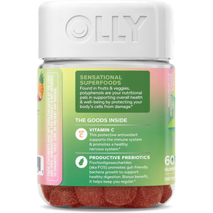 OLLY Supergood Superfoods Gummies, Supports Immune System & Digestive Health,* 15 Superfoods, Prebiotics, Vitamin C, Tropical Bliss Flavor, 20 Day Supply - 60 Count