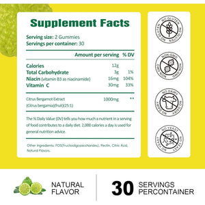 Sugar Free Citrus Bergamot Gummies - All Natural Supplements 25:1 Extract from Italian Bergamot Supplement for Healthy Anti-Aging Sugar-Free Vegan