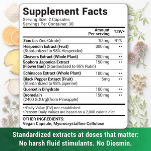 Advanced Lymphatic Drainage Supplements – Lymphatic Cleanse & Lymph System Support with Hesperidin, Rutin, Quercetin with Bromelain – Herbal Lymphatic Support Formula – 60 Capsules