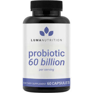 Luma Nutrition Probiotics 60 Billion CFU per Serving with Prebiotics - Probiotics for Women and Men - Formulated for Digestive Enzyme Health - Vegan & Gluten-Free - 60 Capsules