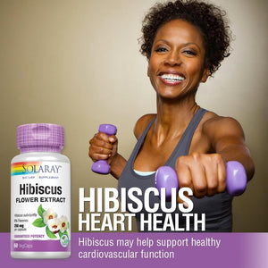 SOLARAY Hibiscus Flower Extract Sabdariffa Supplement - 250 Mg, Healthy Cardiovascular Function Support for Men and Women, Non-Gmo, Vegan Capsules - 60 Count Vegcaps