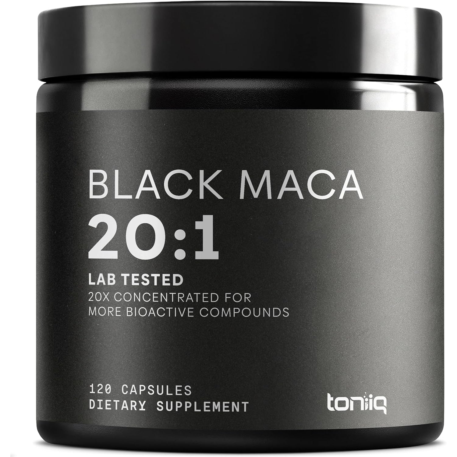 Toniiq Black Maca Root - Ultra High Potency 20:1 Extract - Single Origin, Wildcrafted & Highly Concentrated - Third-Party Lab Tested - 120 Capsules