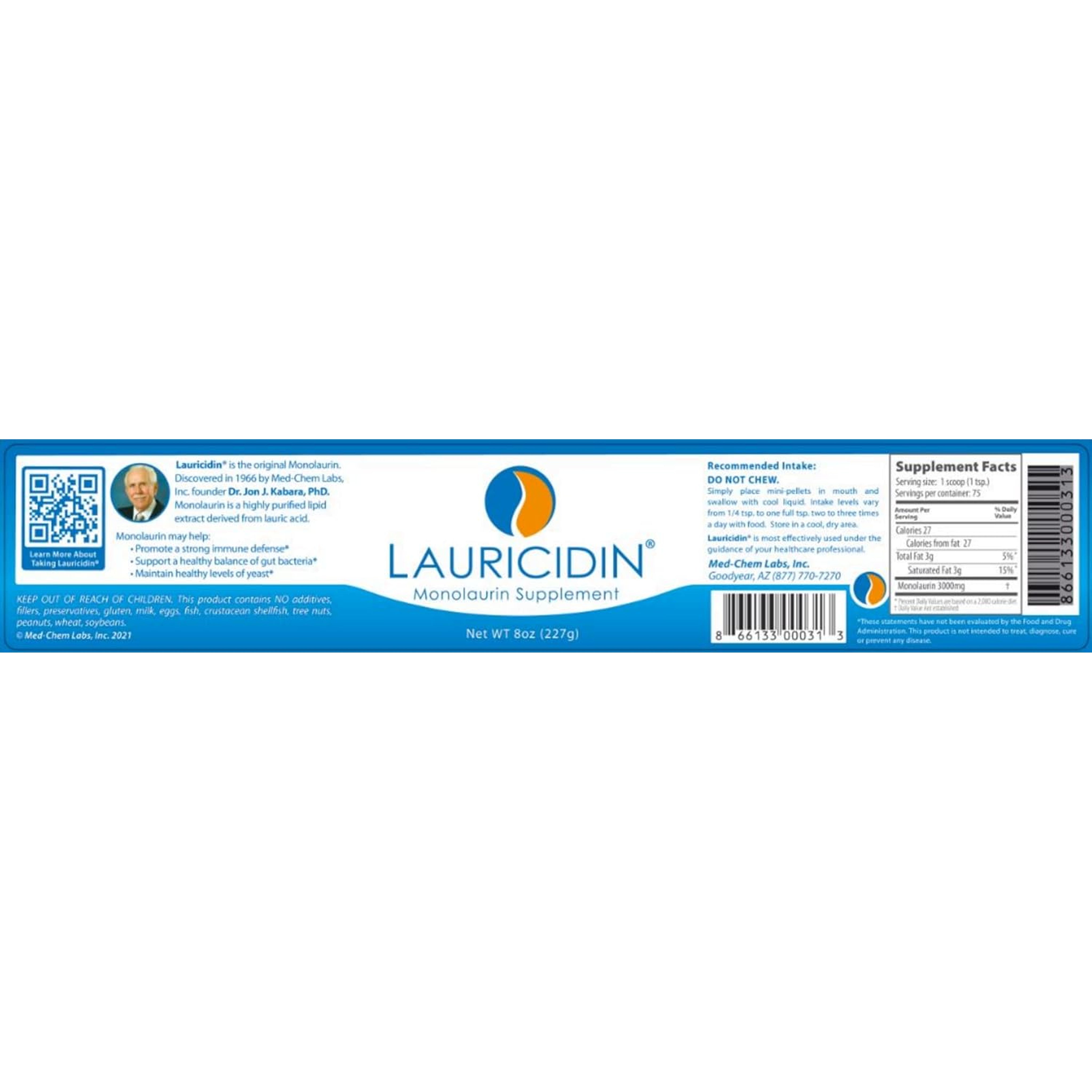 Lauricidin- the Original Monolaurin Supplement- 3000Mg per Serving- 227G per Jar (Essential Immune Support and Gut Health)