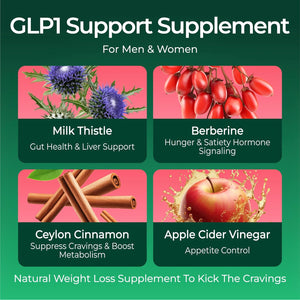 GLP-1 Support Supplement, Sugar-Free Berberine Complex Gummies with Ceylon Cinnamon, Milk Thistle, and ACV [AMPK Metabolic Activator] Berberine Supplement for Weight Loss & Appetite Support