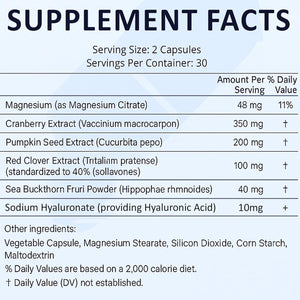 Lovy Urocontrol Capsules, Bladder Health Supplement, Maximum Strength Formula with Magnesium, Cranberry, Pumpkin Seed, Red Clover, Sea Buckthorn Fruit Powder, Non-Gmo, Gluten Free, 60 Capsules (1)