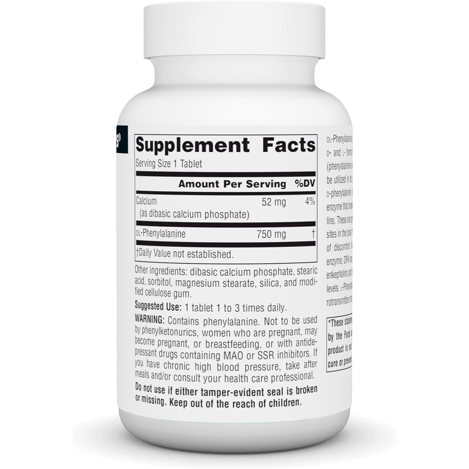 Source Naturals DLPA Dl-Phenylalanine* - 750 Mg - 60 Tablets
