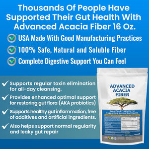 Advanced Acacia Fiber Powder 2.5 Ibs (40Oz) Organic Soluble Fiber Leaky Gut Repair Powder. Natural Supplement Prebiotic for Gut Repair