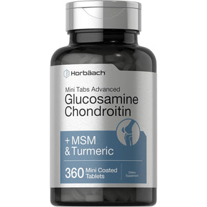 Horbäach Glucosamine Chondroitin MSM Turmeric | 360 Mini Coated Tablets | Advanced Glucosamine Formula | Non-Gmo and Gluten Free Supplement