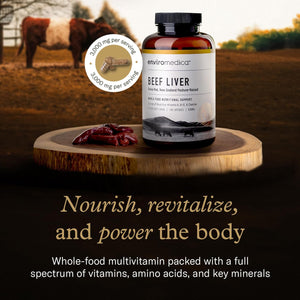 Enviromedica Grass Fed Beef Liver Capsules - Freeze Dried Liver Supplement for Men & Women with Preformed Vitamin A, Pastured & Grassfed New Zealand Bovine Beef Organ Meat,180 Pills