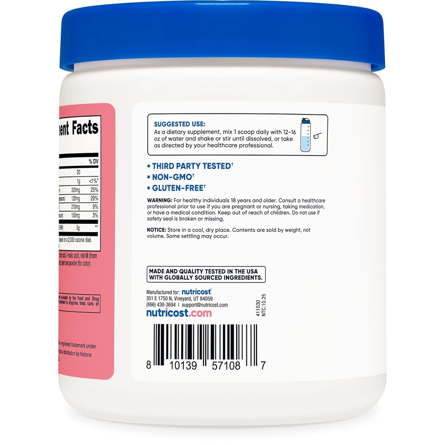 Nutricost BHB Salts Drink Mix (30 Servings, Strawberry Lemonade Flavored) (5G BHB per Serving) - 0G Total Sugars, Vegetarian Product