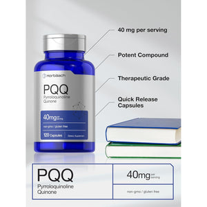 Horbäach PQQ Supplement 40 Mg | 120 Capsules | Maximum Strength | Non-Gmo and Gluten Free Supplement | Pyrroloquinoline Quinone Disodium Salt