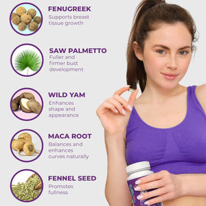 Busty Boost Breast Enhancement Pills - Enhancement & Enlargement Pills for Bigger Boobs & Growth. Natural Fenugreek, Saw Palmetto & Maca Formula. Fuller, Firmer Breasts in 1-2 Months – Made in USA