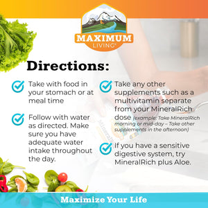 Maximum Living Mineralrich Minerals Supplement with Aloe - Liquid Blend of Vitamins and Trace Minerals - 32 Oz