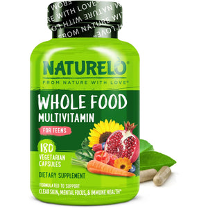 NATURELO Multivitamins for Teenage Girls/Boys, 180 Capsules, Whole Food Multivitamin with Minerals, Non-Gmo, Vegetarian