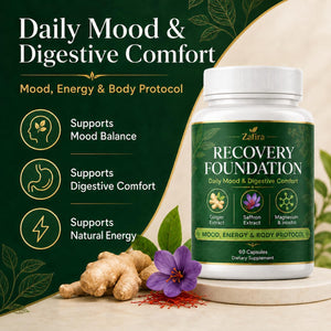 Zafira Recovery Foundation Capsules, Mood & Digestive Support with Saffron, Ginger, Non-Gmo, Gluten-Free, 60 Capsules (1 Pc)