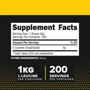 Primaforce L-Leucine Pure Powder 1 KG (2.2Lbs) - Non-Gmo, Gluten Free, 200 Servings