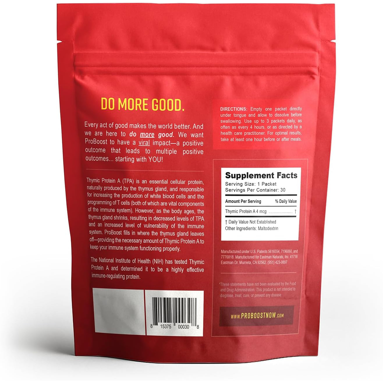 Thymic Protein a Powder Packets (4 Mcg TPA) – Immune System Support Supplement - All Natural, Non-Gmo Formula - 30 Packets