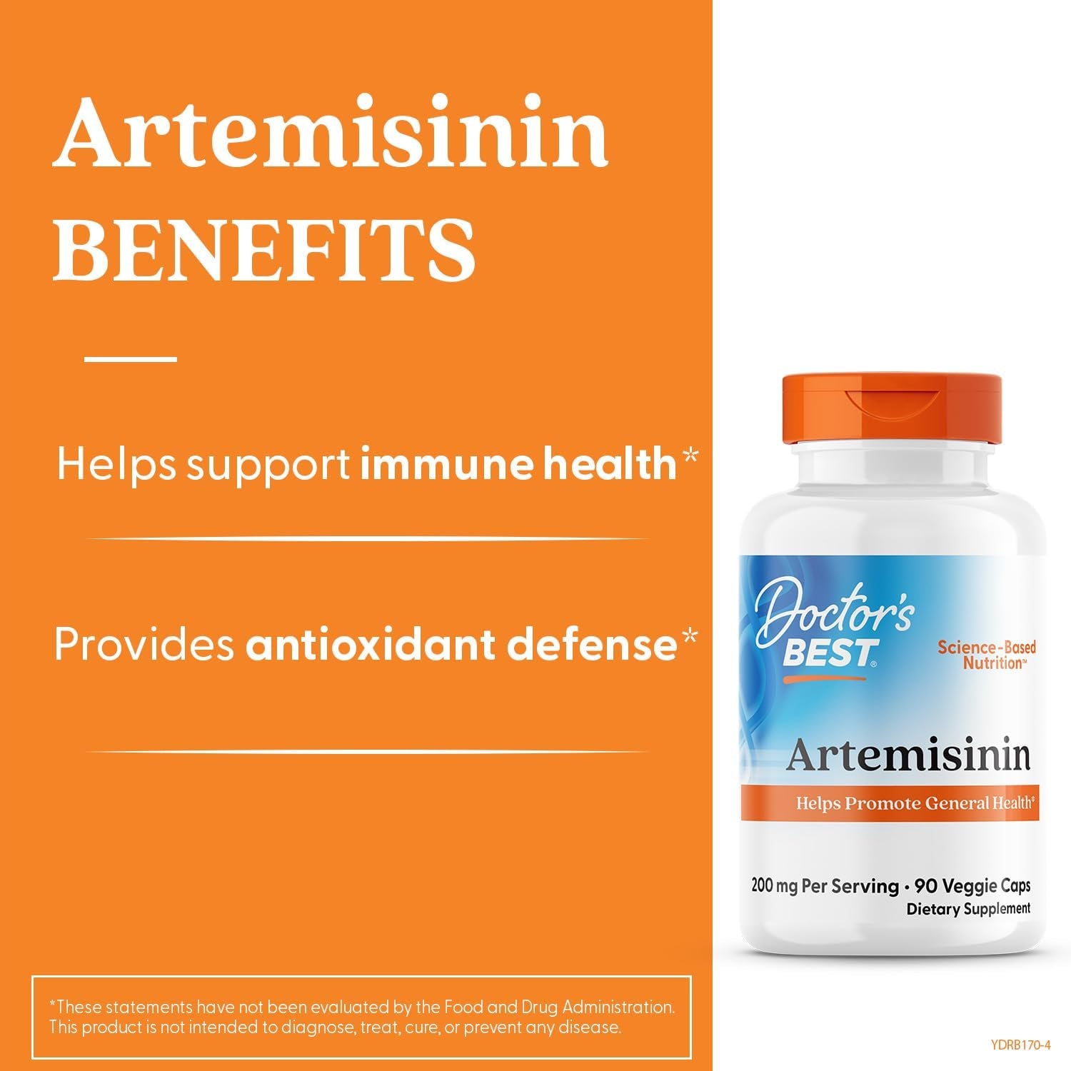 Doctor'S Best Artemisinin Supplement for Men & Women - Sourced from Sweet Wormwood Herb, Artemisia Annua Capsules, 200 Mg per Serving, Natural Immune Health Support for Adults - 90 Ct Veg Caps