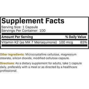 Futurebiotics Vitamin K2 as MK-7 100 Mcg, Supports Strong Bones - Non-Gmo, 100 Vegetarian Capsules