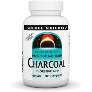 Source Naturals Charcoal - 100% Pure Activated, Digestive Aid - 100 Capsules